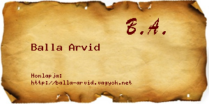 Balla Arvid névjegykártya